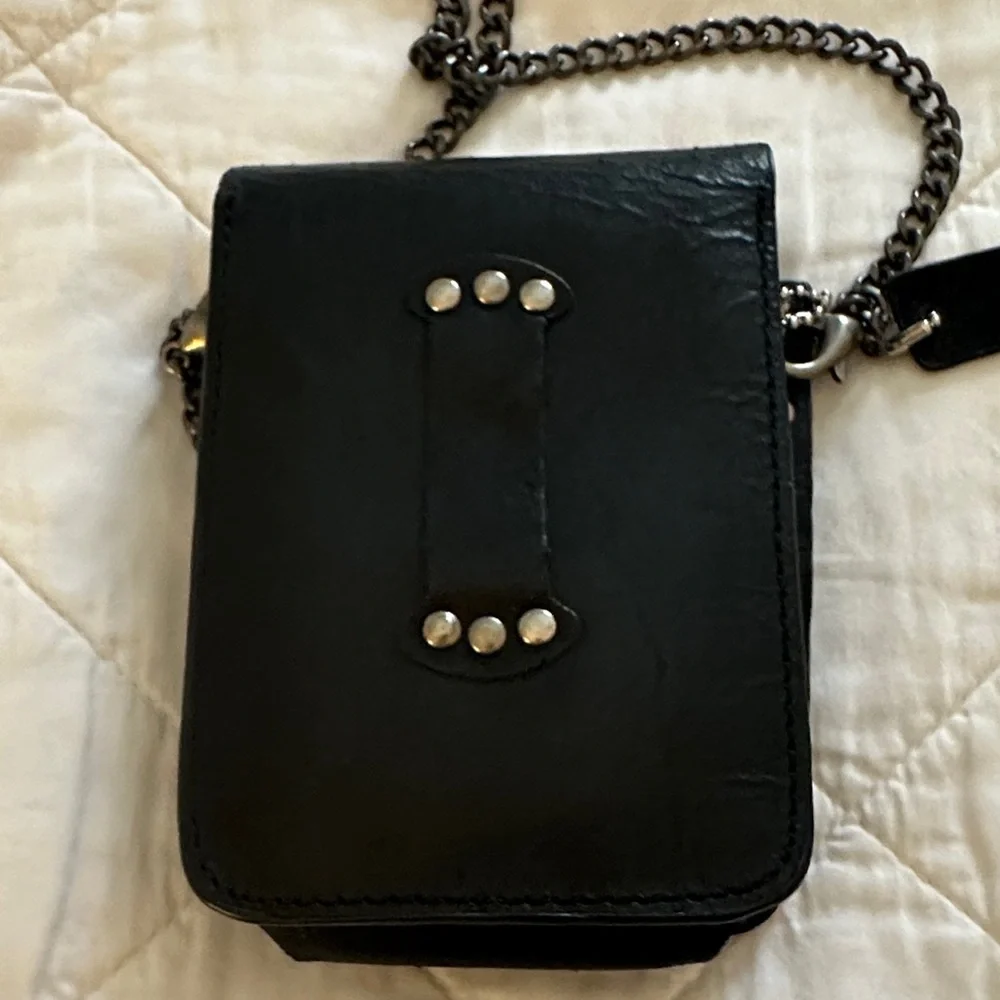 Black Studded Leather Phone Holster